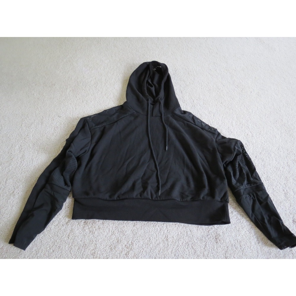 Alo Yoga Catch Hoodie Mesh Black Cropped Pullover Sports Outdoor size Large